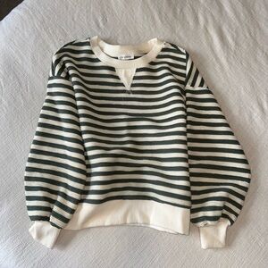 Blu Pepper Cream and Green Striped Top
